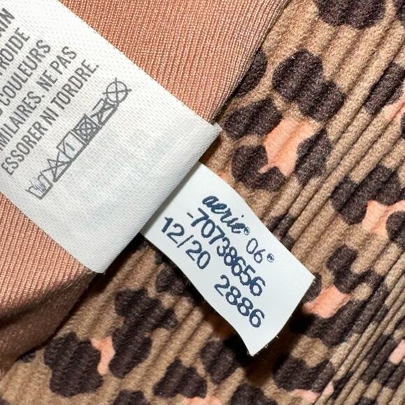 Aerie Leopard Print One Shoulder Wrap Bandeau Bikini Top Size Small - Picture 11 of 12